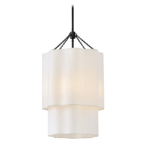 Hinkley Gwen Black LED Pendant Light with Scalloped Shade