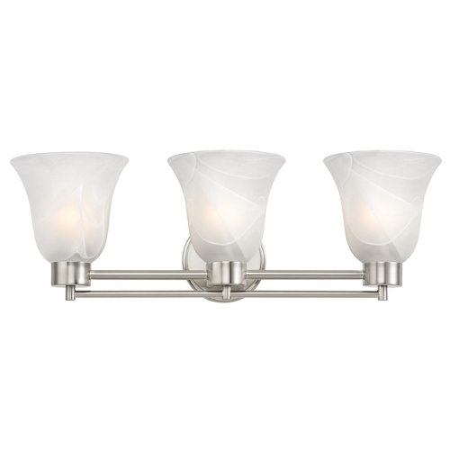 Design Classics Lighting Modern Bathroom Light with Alabaster Glass in Satin Nickel Finish 703-09 GL9222-ALB