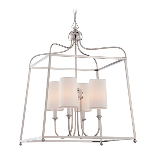 Crystorama Lighting Sylvan Polished Nickel Pendant Light with Cylindrical Shade