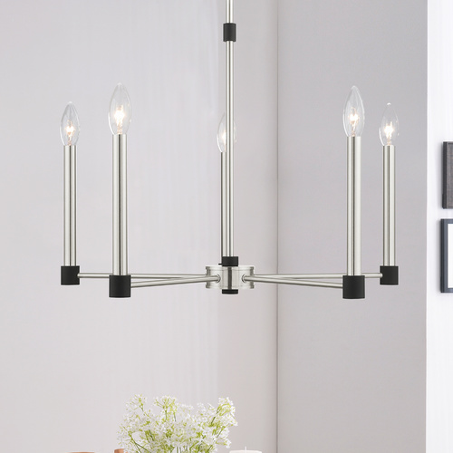 Livex Lighting Livex Lighting Karlstad Brushed Nickel with Black Accents Chandelier 46885-91
