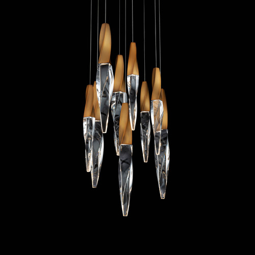 Kindjal LED 9-Light Pendant in Aged Brass by Schonbek Beyond