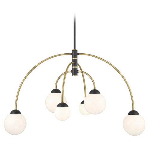 Meridian 38-Inch Wide Chandelier in Matte Black & Natural Brass by Meridian M100114MBKNB