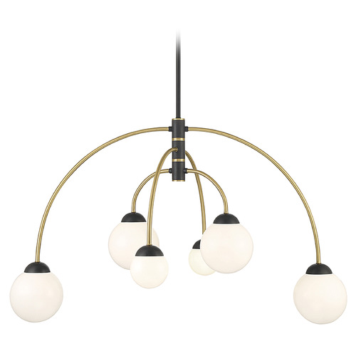 38-Inch Wide Chandelier in Matte Black & Natural Brass by Meridian