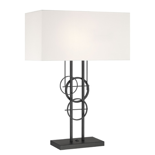 George Kovacs Lighting George Kovacs Tempo Sand Coal Table Lamp with Rectangle Shade P5136-066