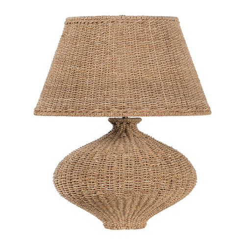 Troy Lighting Nette Patina Brass & Natural Abaca LED Table Lamp with Empire Shade
