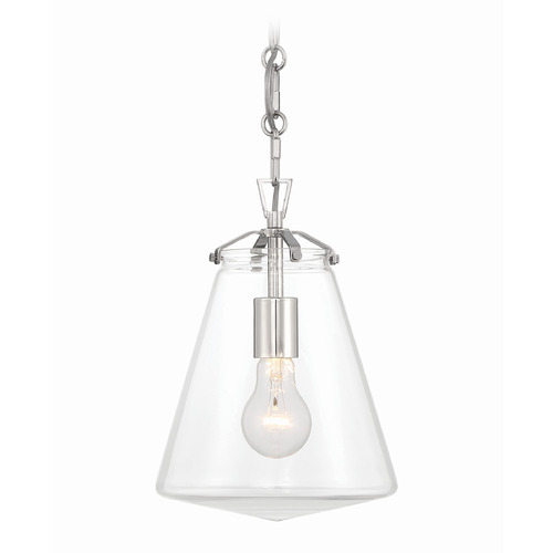 Crystorama Lighting Voss Polished Nickel Mini-Pendant Light with Conical Shade