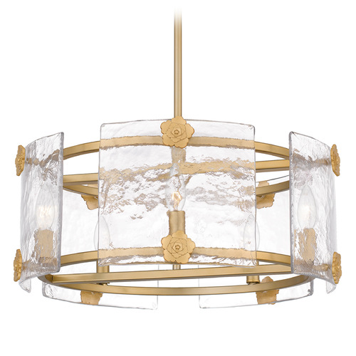 Quoizel Lighting Quoizel Lighting Jolie Light Gold Pendant Light with Drum Shade JOL2821LG