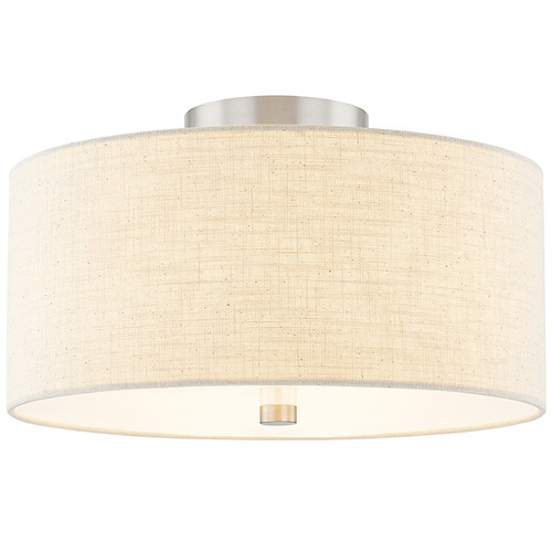 Justice Design Classic 14 Inch Drum Semi Flush Nickel Cream