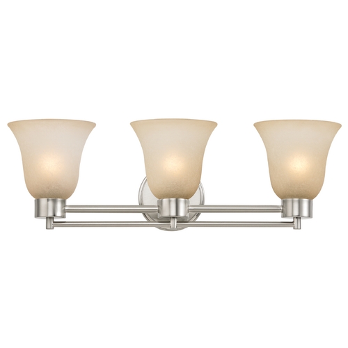 Modern Bathroom Light with Brown Art Glass in Satin Nickel Finish