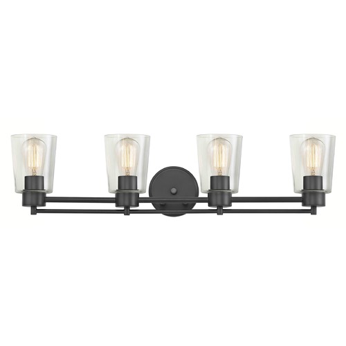 Industrial Clear Glass Bathroom Light Black 4 Lt