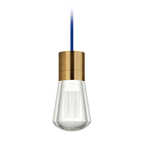 Visual Comfort Modern Collection Alva 2200K LED Pendant in Natural Brass & Blue by Visual Comfort Modern 700TDALVPMCUR-LED922