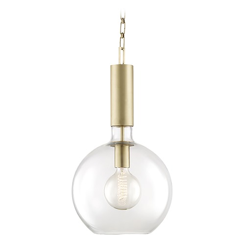 Hudson Valley Lighting Hudson Valley Lighting Raleigh Aged Brass Pendant Light with Globe Shade 1413-AGB