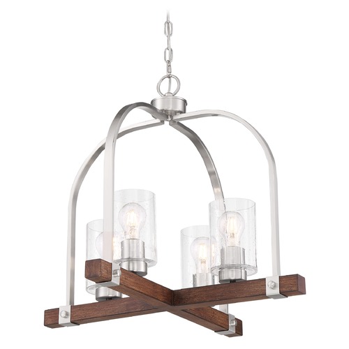 Nuvo Lighting Arabel Brushed Nickel & Nutmeg Wood Chandelier by Nuvo Lighting 60/6966