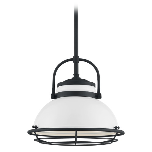 Upton Gloss White & Textured Black Outdoor Hanging Light by Satco Lighting
