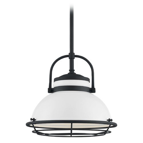 Satco Lighting Upton Gloss White & Textured Black Outdoor Hanging Light by Satco Lighting 60/7084