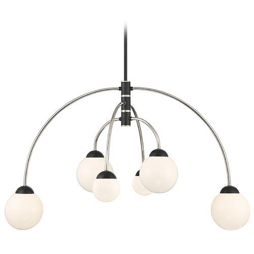 38-Inch Wide Chandelier in Matte Black & Polished Nickel by Meridian