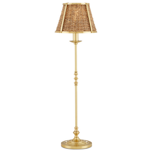 Currey and Company Deauville Polished Brass / Natural LED Table Lamp with Empire Shade