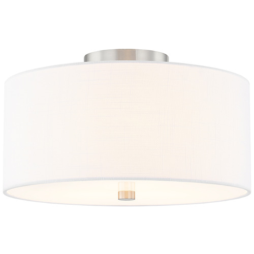 Justice Design Classic 14 Inch Drum Semi Flush Nickel White