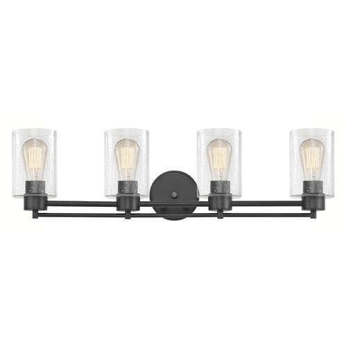 Industrial Seeded Glass Bathroom Light Black 4 Lt