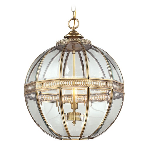 Elk Lighting Elk Lighting Randolph Brushed Brass Pendant Light with Globe Shade 22021/3