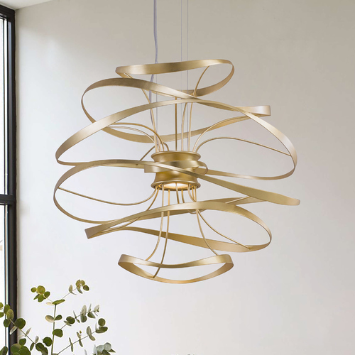 Calligraphy Gold Leaf LED Pendant by Corbett Lighting