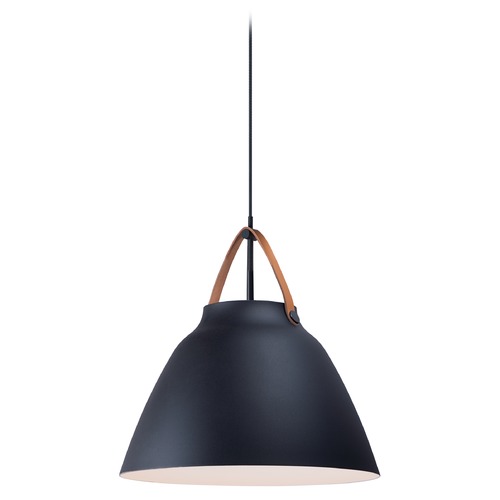 Maxim Lighting Maxim Lighting Nordic Tan Leather / Black Pendant Light with Bowl / Dome Shade 11358TNBK