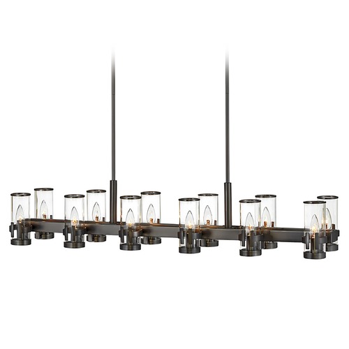 Reeve 12-Light Linear Chandelier in Black Oxide by Hinkley Lighting
