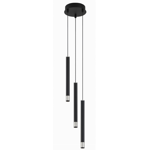 George Kovacs Lighting George Kovacs Wand Coal & Brushed Nickel LED Multi-Light Pendant with Cylindrical Shade P5400-691-L