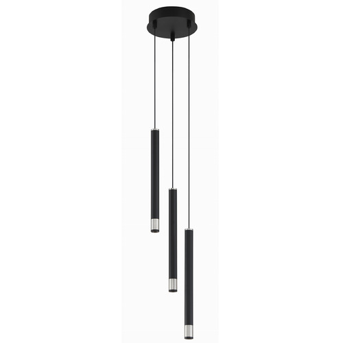 George Kovacs Wand Coal & Brushed Nickel LED Multi-Light Pendant with Cylindrical Shade