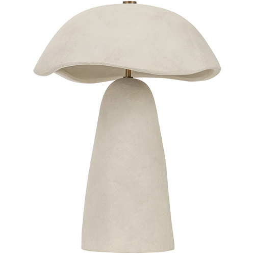 Troy Lighting Soloma Patina Brass & Ceramic Artisan White LED Table Lamp with Bowl / Dome Shade