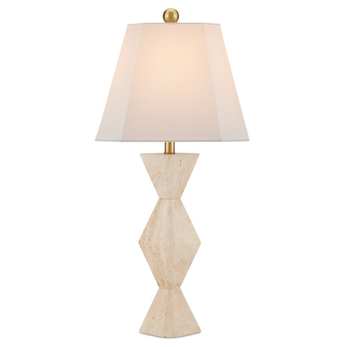 Currey and Company Lighting Currey and Company Estelle Natural Table Lamp with Cut Corner Shade 6000-0905