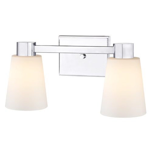 Design Classics Lighting 2-Light White Glass Bathroom Vanity Light Chrome 2102-26 GL1055