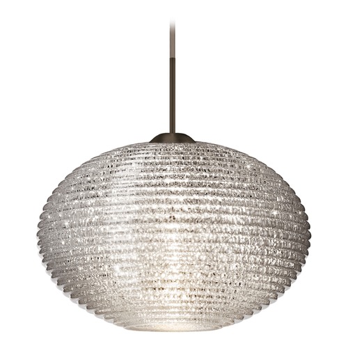Besa Lighting Pape Ribbed Glass Bronze LED Pendant Light