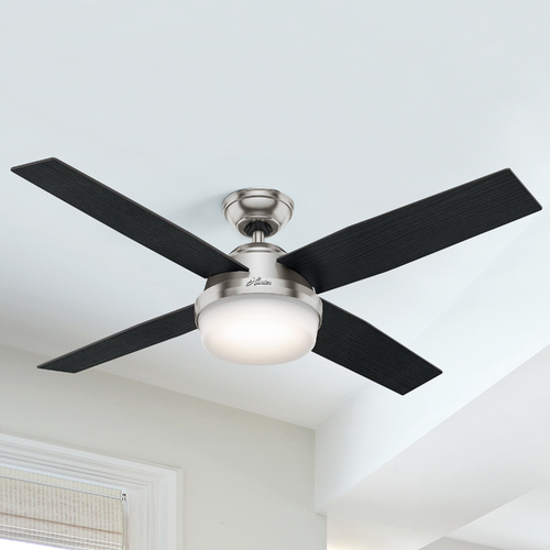 Dempsey 52-Inch LED Fan in Brushed Nickel with Black Oak Blades by Hunter Fan Company