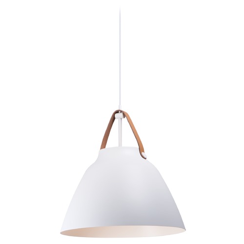 Nordic Tan Leather & White Pendant by Maxim Lighting