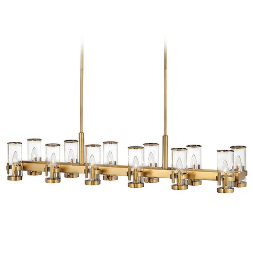 Reeve 12-Light Linear Chandelier in Heritage Brass by Hinkley Lighting