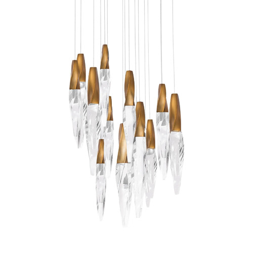 Kindjal LED 15-Light Pendant in Aged Brass by Schonbek Beyond