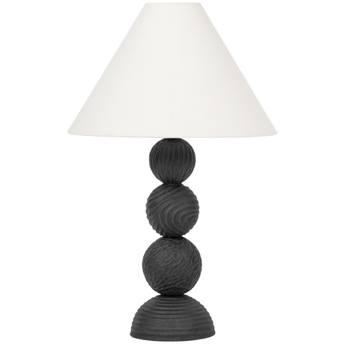 Troy Lighting Miela Forged Iron & Ceramic Black Motif LED Table Lamp with Empire Shade