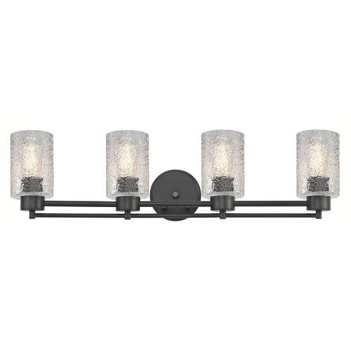 Design Classics Lighting Industrial Ice Glass Bathroom Light Black 4 Lt 704-07 GL1060C