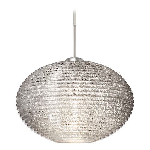 Besa Lighting Pape Ribbed Glass Satin Nickel LED Pendant Light