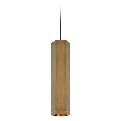 Visual Comfort Modern Collection Blok Small LED Freejack Pendant in Aged Brass by Visual Comfort Modern 700FJBLKSRR-LED930