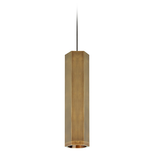 Blok Small LED Freejack Pendant in Aged Brass by Visual Comfort Modern
