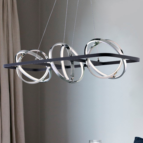 Gyro II 40.50-Inch LED Linear Pendant in Black & Chrome by ET2 Lighting