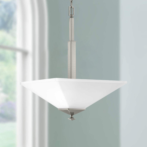 Progress Lighting Clifton Heights Brushed Nickel Pendant Light with Square Shade P500126-009