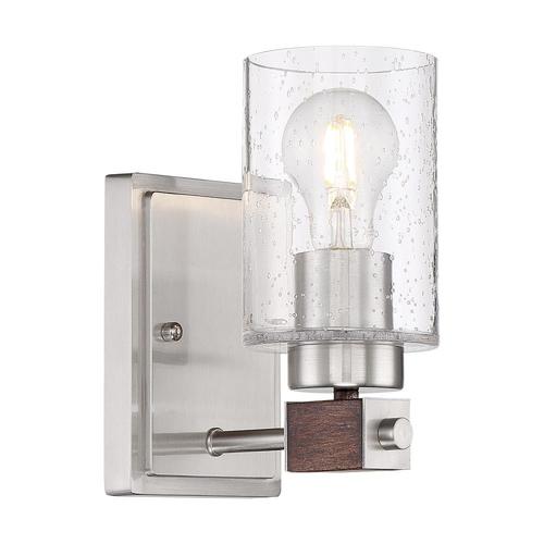 Arabel Brushed Nickel & Nutmeg Wood Sconce by Nuvo Lighting