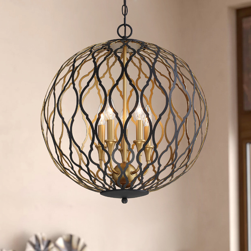 Gilded Glam Sand Coal with Painted and Plated Honey Gold Pendant by Minka Lavery