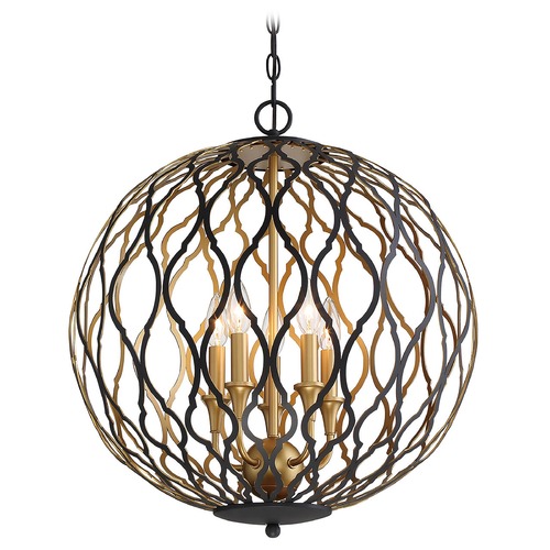 Minka Lavery Minka Lavery Gilded Glam Sand Coal with Painted and Plated Honey Gold Pendant Light with Globe Shade 2405-680