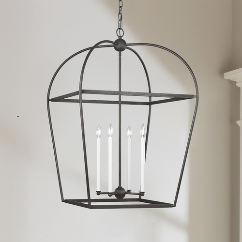 Visual Comfort Studio Collection Chapman & Meyers Stonington 24 58-Inch Smith Steel Open Frame Lantern by Visual Comfort Studio CC1104SMS