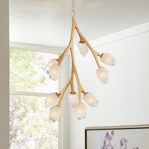 Blossom 10-Light LED Pendant in Natural Aged Brass by ET2 Lighting
