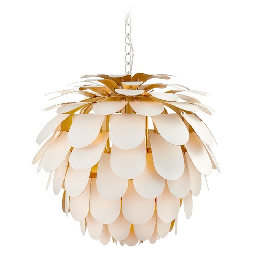 Visual Comfort Signature Collection E.F. Chapman Cynara Large Chandelier in White & Gild by Visual Comfort Signature CHC5157WHTG